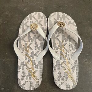 Michael Kors White and Gold Sandals
